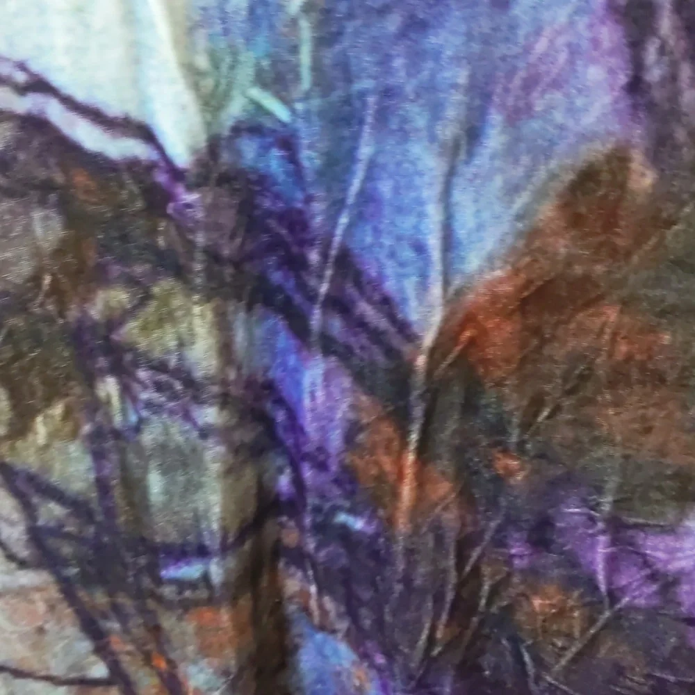 Johnny Was Velvet Blouse Silk Sleeves Boho Lagenlook Dark Oversized Fall L - Picture 4 of 7